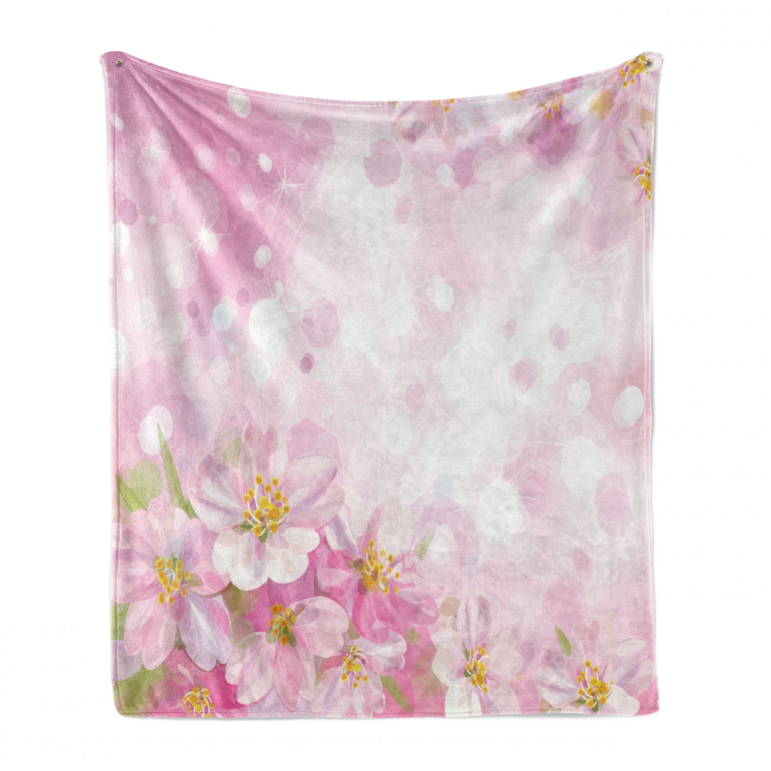 Cozy Plush for Indoor and Outdoor Use Pale Fuchsia Multicolor Ambesonne Floral Soft Flannel Fleece Throw Blanket 70 x 90 Watercolor Style Painting Illustration of a Magnolia Flower on a Branch