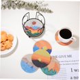 thumbnail image 4 of SOESFOUFU Iron Frame Coaster Rack Coasters with Holder Square Coaster Holder Coaster Holders Without Coasters Drinking Coaster Holder Round Coaster Holder Metal Coasters Ceramics Tripod, 4 of 5