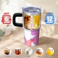 thumbnail image 6 of Butterfly 20oz Stainless Steel Tumbler with Handle and Straw – Insulated Travel Cup with Sliding Lid, 360° Full Wrap Printed Mug for Home, Outdoor & Sports Use, Spring, 6 of 6