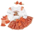 thumbnail image 4 of Baby Essentials Baby Girl Pumpkin Outfit 4-Piece Set – Long Sleeve Bodysuit, Tutu Skirt, Leg Warmers & Bow Headband (Orange Cutest In The Patch, 3 months), 4 of 8