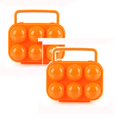 thumbnail image 1 of Oleegame 2PC Produce Storage Portable 6 Eggs Plastic Container Holder Folding Egg Storage Box Handle Case Orange, 1 of 2