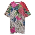 thumbnail image 3 of Vibrant Floral Animal Print Fabric Sleepshirts For Sleeping Travels Loose Sleepdress Pajama Dress Soft Nightdress Sleepwear, 3 of 7