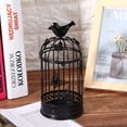 thumbnail image 4 of Candelabro ahuecado con forma de jaula, candelabro con decoración de pájaros para decoración del hogar, color negro, 4 of 8