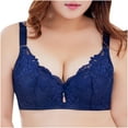 thumbnail image 4 of Bigersell Wireless Cami Bra Women Solid Lace Push-up Bra Underwire Underwear Tall Size Tank Tops Bra, Style 6054, Blue 42C, 4 of 8
