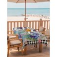 thumbnail image 2 of Outdoor Tablecloths with Umbrella Hole & Zipper, Hello Spring 54x80 Inch Tablecloth Rectangle, Pastoral Purple Bottle Floral Wooden Plaid Waterproof Table Cloth, Patio/Pool/Picnic Table Covers, 2 of 8