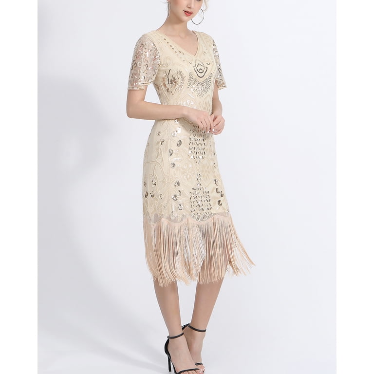 vintage inspired beaded dress Vintage Sequin Silk Beaded Dress// Party Dress