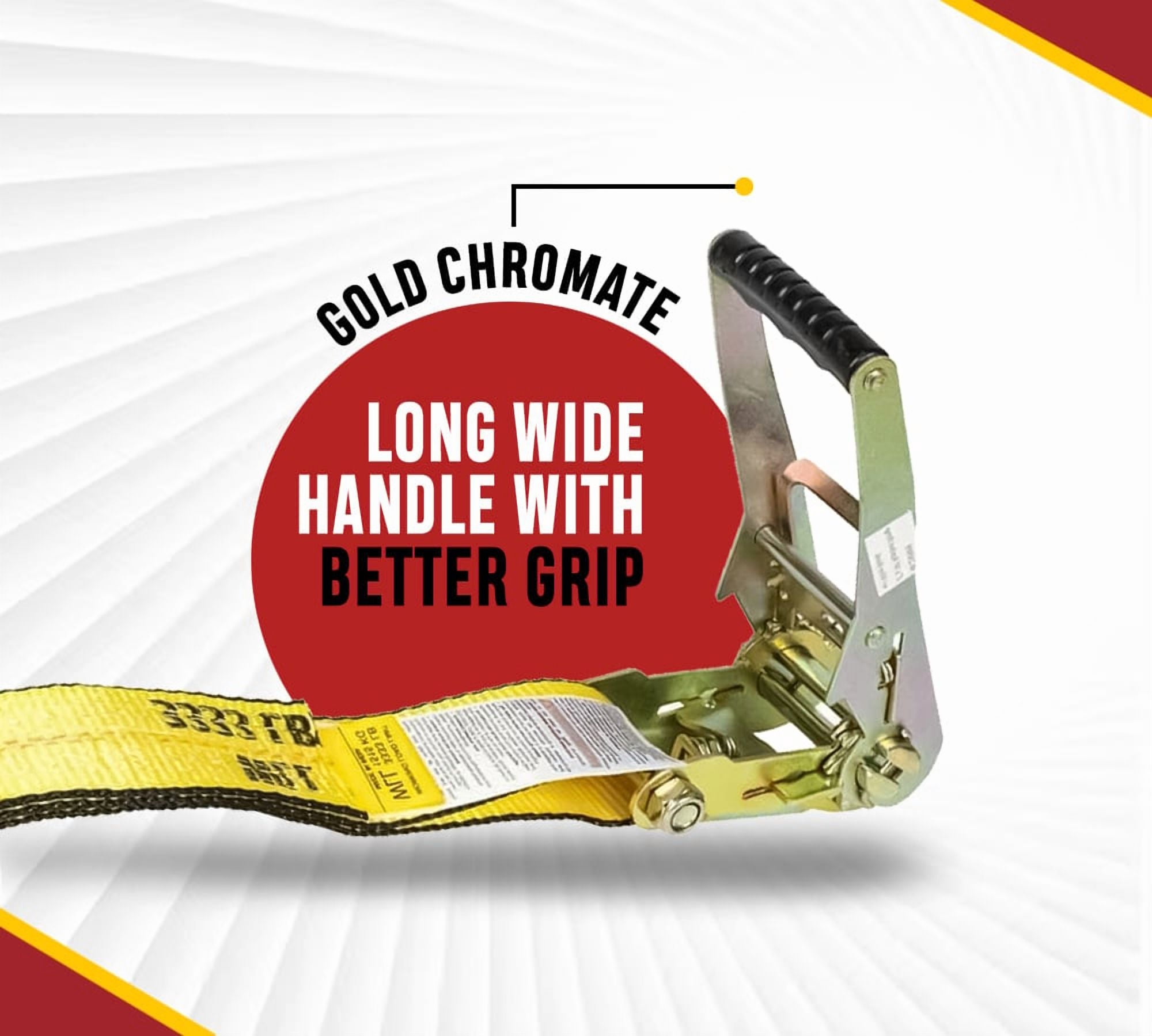 2 Pack 2 Inch x 50 FT Heavy Duty Ratchet Straps with Double J Hooks | 10,000 lbs. Breaking Strength Yellow Tie Down Straps w/Wire Hooks for Industrial Use, Trailers, Truck & Cargo.