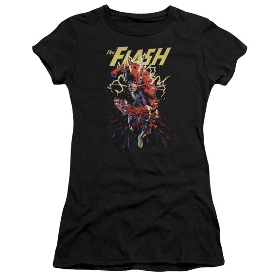 JLA Justice League Ripping Apart S/S Junior Women's T-Shirt Sheer Black