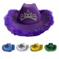 thumbnail image 5 of Cowboy Caps Western Cowgirl Hat for Womens Girl Photo Props Furry Trims Caps, 5 of 15