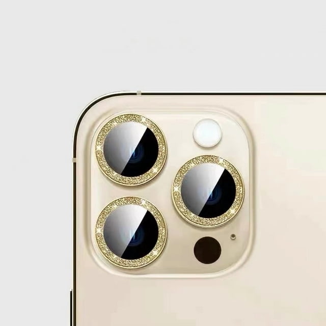 iPhone 15 14 13 Pro Max Poudre Scintillante Or 15 Pro Protection de la Caméra Arrière Film de Protection de l'Objectif 14 Plus