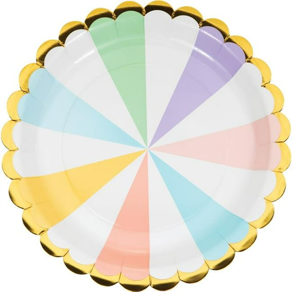 Club Pack of 96 White and Yellow Pastel Celebrations Disposable Round Paper Luncheon Plates 9"