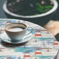 thumbnail image 2 of Ambesonne Lighthouse Fitted Round Tablecloth, Nautical Whale Boats, 36"- 40" Diameter, Multicolor, 2 of 5