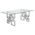 thumbnail image 2 of Maklaine Rectangular Clear Glass 7pc Dining Set w/ Silver Stainless Steel Base, 2 of 3