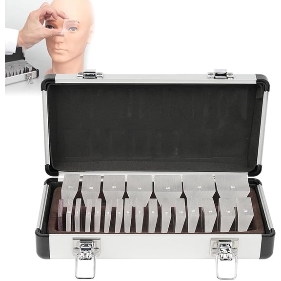 Ophthalmic Prism Set, Optical Prism Bar Set, 22 Piece Set & 1 Red Filter Lens Ophthalmic Eye Prism Set with Aluminium Case, for Hospitals and Optometry Centers to Detect