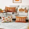 thumbnail image 6 of Set of 4 Fall Pillow Covers 12x20 Inch Hello Fall Thanksgiving Decor Throw Pillows Covers Pumpkins Autumn Leaves Decorative Home Outdoor Sofa Couch Pillow Cases for Fall Theme Decorations (12 by 20), 6 of 6