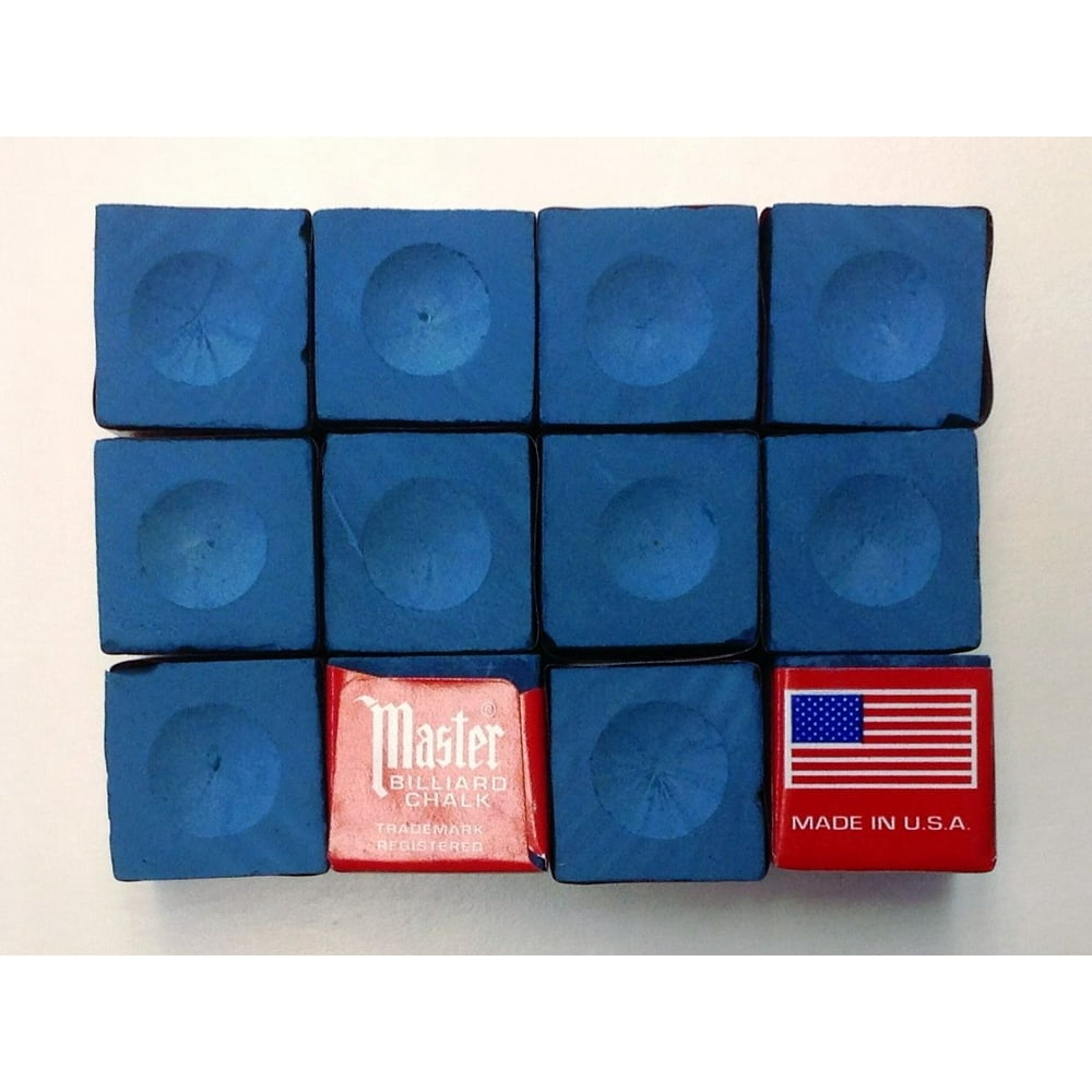 Master BLUE Pool Billiard Cue Q Stick Chalk Doz. Box 12Pack 1 Dozen 12