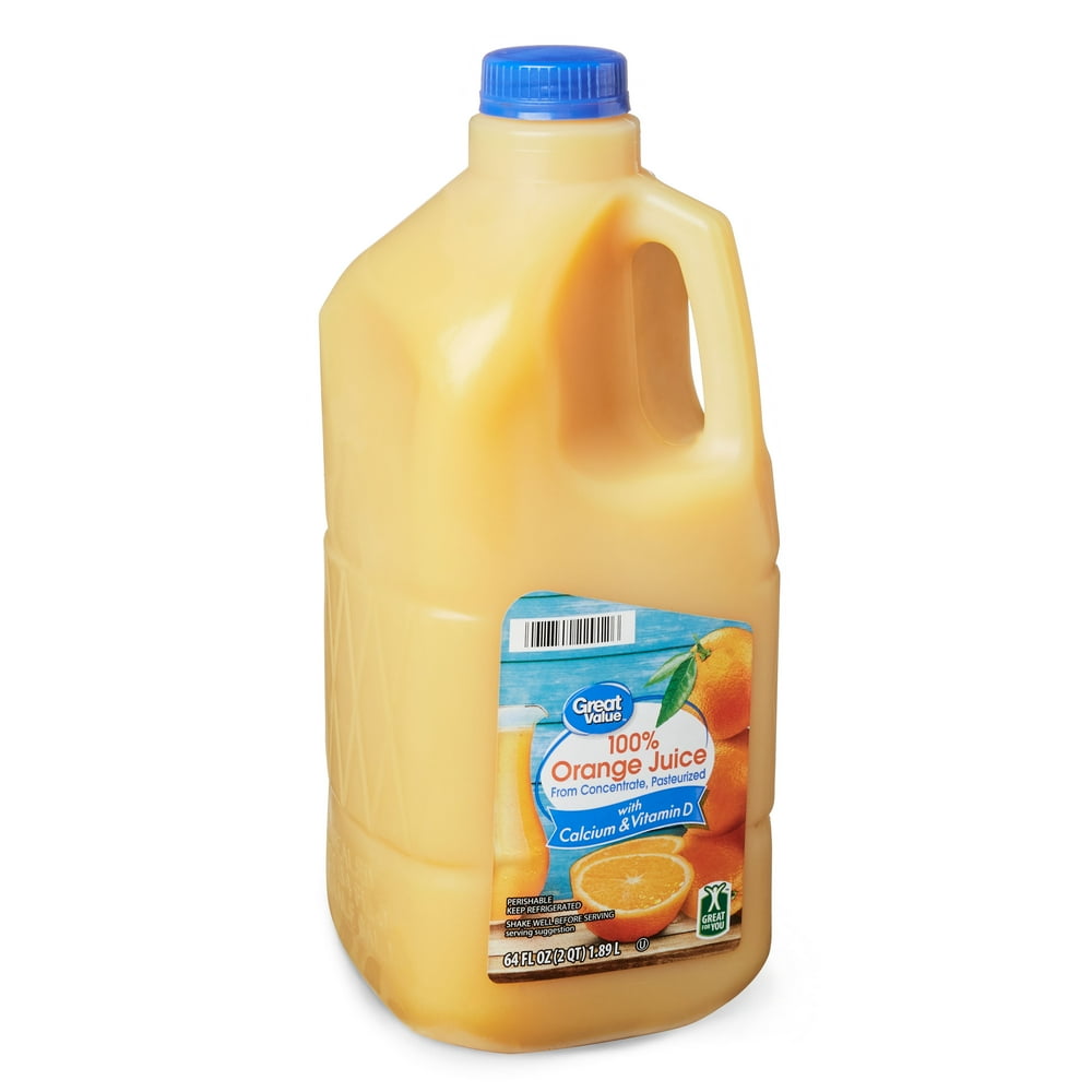 Great Value 100 Orange Juice with added Calcium and Vitamin D, 64 fl oz