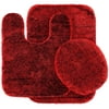 3 Pc RED Bathroom Set Bath Mat RUG, Contour, and Toilet Lid Cover, with Rubber BackingÂ #6