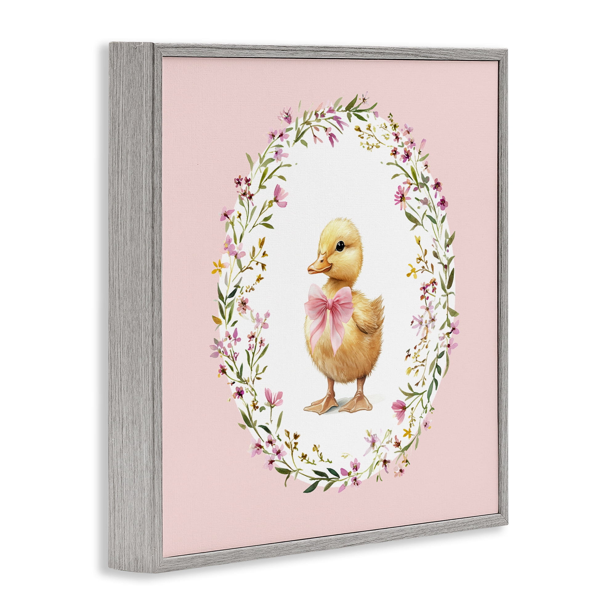 Stupell Industries Blush Pink Duckling Gray Framed Giclee Art, design by Christine Simpson Art