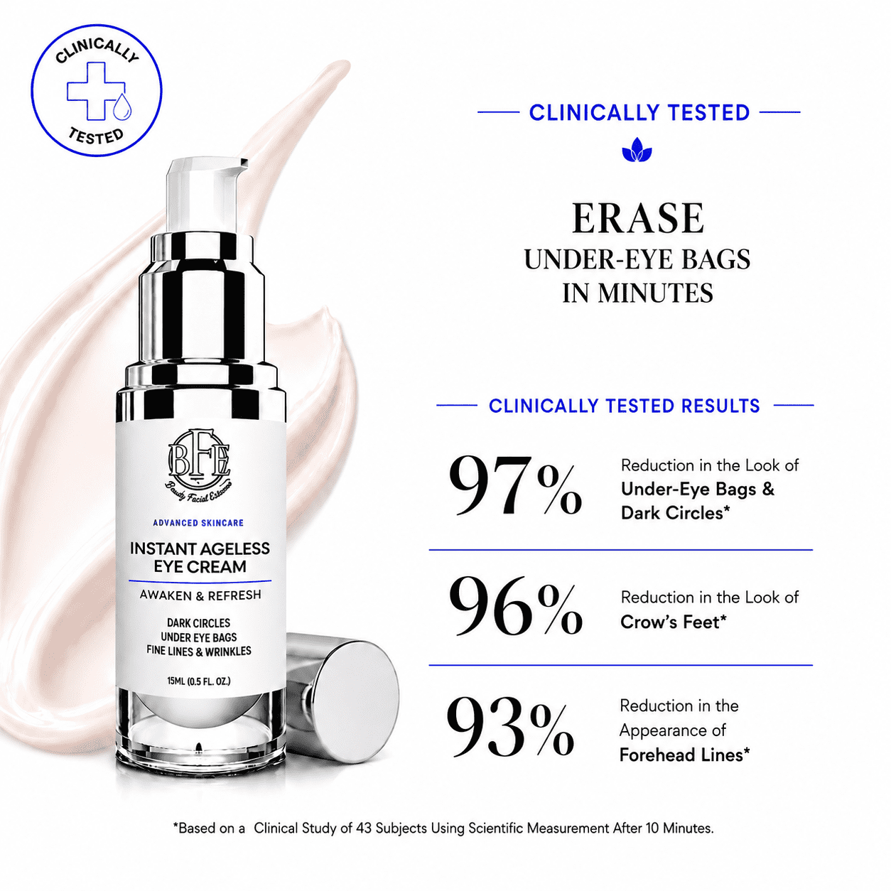 Instant Eye Tightener Cream - Reduces Under Eye Puffiness, Bags, Dark Circles. Lift Technology to Tighten & Firm Sagging Skin Around Eyes. Smooths Away Crow’s Feet, Fine Lines & Wrinkles.