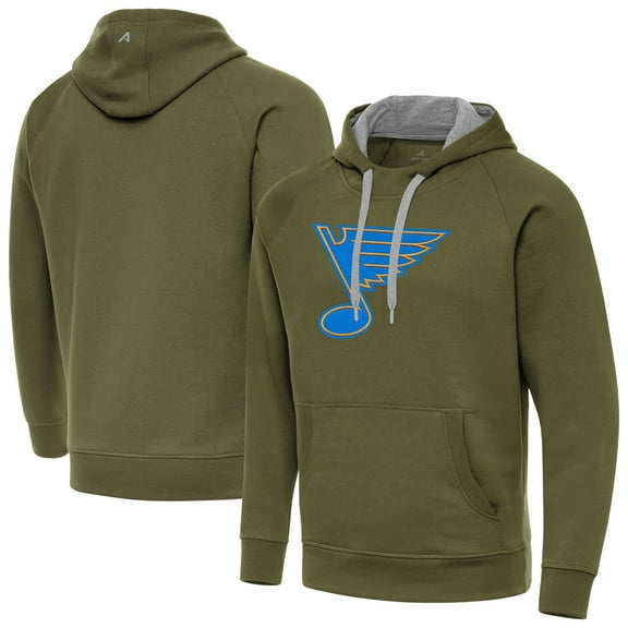 Men's Antigua Olive St. Louis Blues Victory Pullover Hoodie