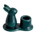 thumbnail image 2 of Ceramic Easter Bunny Candle Holder, 3.5'' Cute Rabbit Taper Candle Holders, Spring Easter Decorations for Home, Table Centerpieces Easter Rabbit Figurines Holders for Candle Sticks, Dark Green, 2 of 7