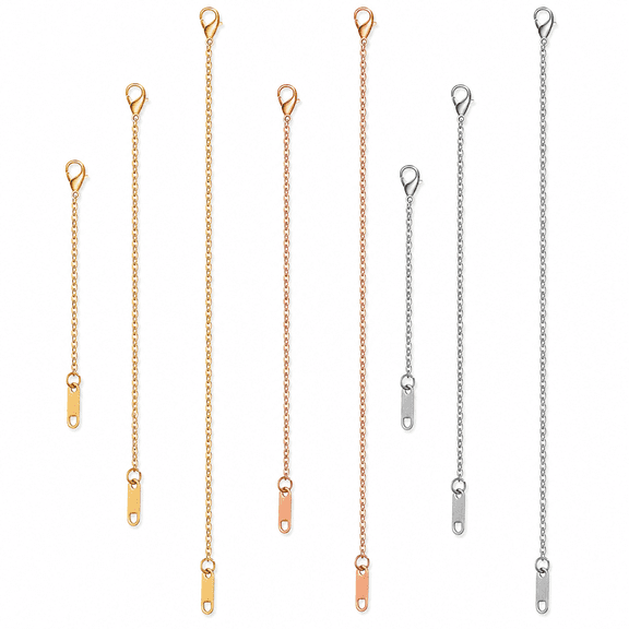 9Pcs Rose Gold & Silver Necklace Extender Set, Stainless Steel Jewelry Extender Chain for Choker Anklet Bracelet with Clasp