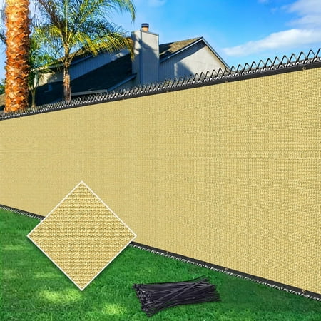 NAWAY 6 X35 Custom Size Privacy Screen Fence Heavy Duty Fencing Mesh Shade Net Cover for Wall Garden Yard Backyard Sand (We Make Customized)