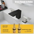 thumbnail image 2 of Bathroom Faucet 3 Holes Two Handles Vanity Widespread 8 Inch Bathroom Sink Faucet, Waterfall Bathroom Sink Faucet with cUPC Supply Hoses, Pop Up Drain, Stainless Steel, Matte Black with Nickel, 2 of 15