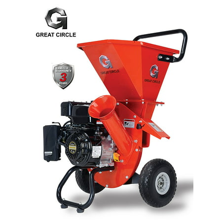 GreatCircle 6.5 HP Heavy Duty 212cc Gas Powered 3 IN 1 Pro Wood Chipper Shredder for Lawn and Garden Outdoor with 3