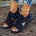 thumbnail image 3 of Rokment Womens Orthopedic Arch Support Walking Sandals Comfortable Stretchy Mesh Slip on Sock Memory Foam Driving Nursing Beach Summer Shoes for Plantar Fasciitis Dark Blue Size 7, 3 of 7