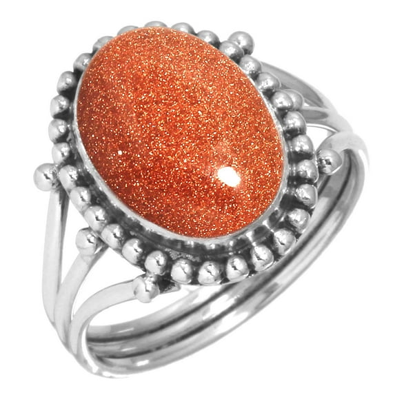 925 Silver Ring For Women - Girls Brown Gold Sunstone Stone Silver Ring Size 13 Handmade Silver Ring Size 13 Gift For Mother On Christmas 925 Gemstone Silver Jewelry