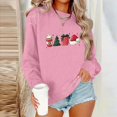 thumbnail image 3 of Christmas Sweatshirt Women Plus Size Novelty Graphic Pullover Sweater Tops Autumn Winter Long Sleeve Sweatshirt for Women Loose Casual Crewneck Top Stylish Clothes 01-Pink S, 3 of 4