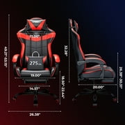 Gaming Chair, Seenda Video Game Chair with Footrest and Lumbar Support, Ergonomic Computer Chair Height Adjustable with Swivel Seat and Headrest, Red