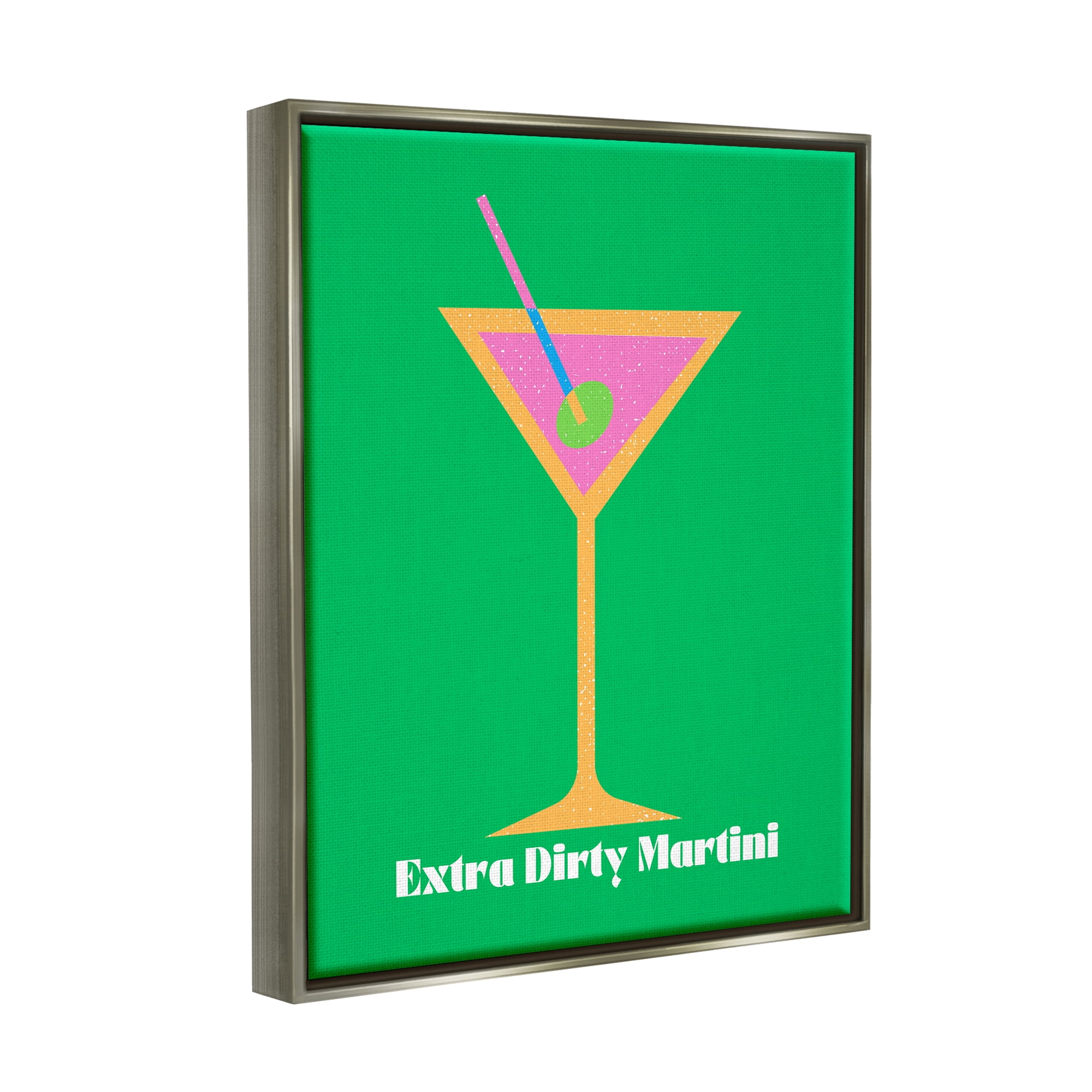 Stupell Industries Extra Dirty Martini on Green Food & Beverage Painting Gray Floater Framed Canvas Art Print Wall Art, 17 x 21