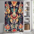 thumbnail image 3 of Retro Flowers Fabric Shower Curtain Ethnic Style Washable Shower Curtains for Bathroom, Waterproof Bath Curtain with Hooks Home Decor 72x72in, 3 of 8