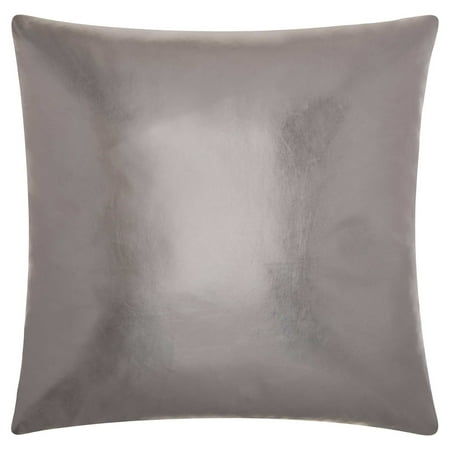 Pewter Natural - Nourison Couture Natural Hide Metallic Leather Pewter Throw Pillow