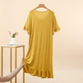 thumbnail image 6 of Blmnix Chemise Nightgowns Women Nightgown Sleepshirts Bamboo Nightgowns Nightgowns Short Sleeve Crew Neck Below-the-Knee Yellow Cute Nightgowns for Women,XXL, 6 of 9