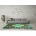 thumbnail image 3 of Ahgly Company Machine Washable Indoor Rectangle Persian Turquoise Blue Traditional Area Rugs, 2' x 4', 3 of 4