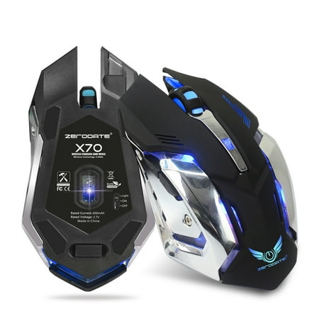 2.4G Wireless Gaming Mouse Wireless Optical Laptop Mouse w/ USB Receiver Adjustable 2400DPI 7 Colors Changeable Lights Rechargeable USB Cordless