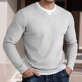 thumbnail image 2 of Men's 2 in 1 Waffle Henley Shirt Long Sleeve V Neck Solid Color Casual Streetwear Sports Fashion Undershirt Top Size 2XL Gray, 2 of 6