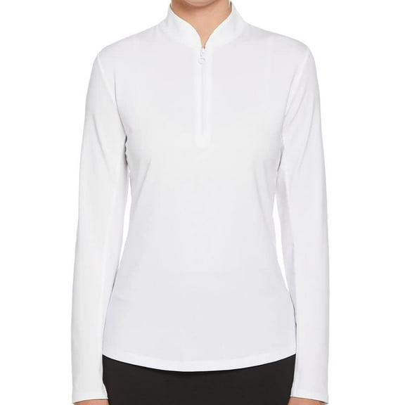 Ben Hogan L/S ? Zip Sun Bright White Shirt Women XL