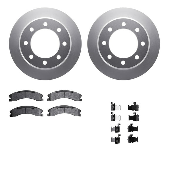 Dynamic Friction Company Rear Geospec Brake Rotors with Heavy Duty Brake Pads includes Hardware 4212-48019