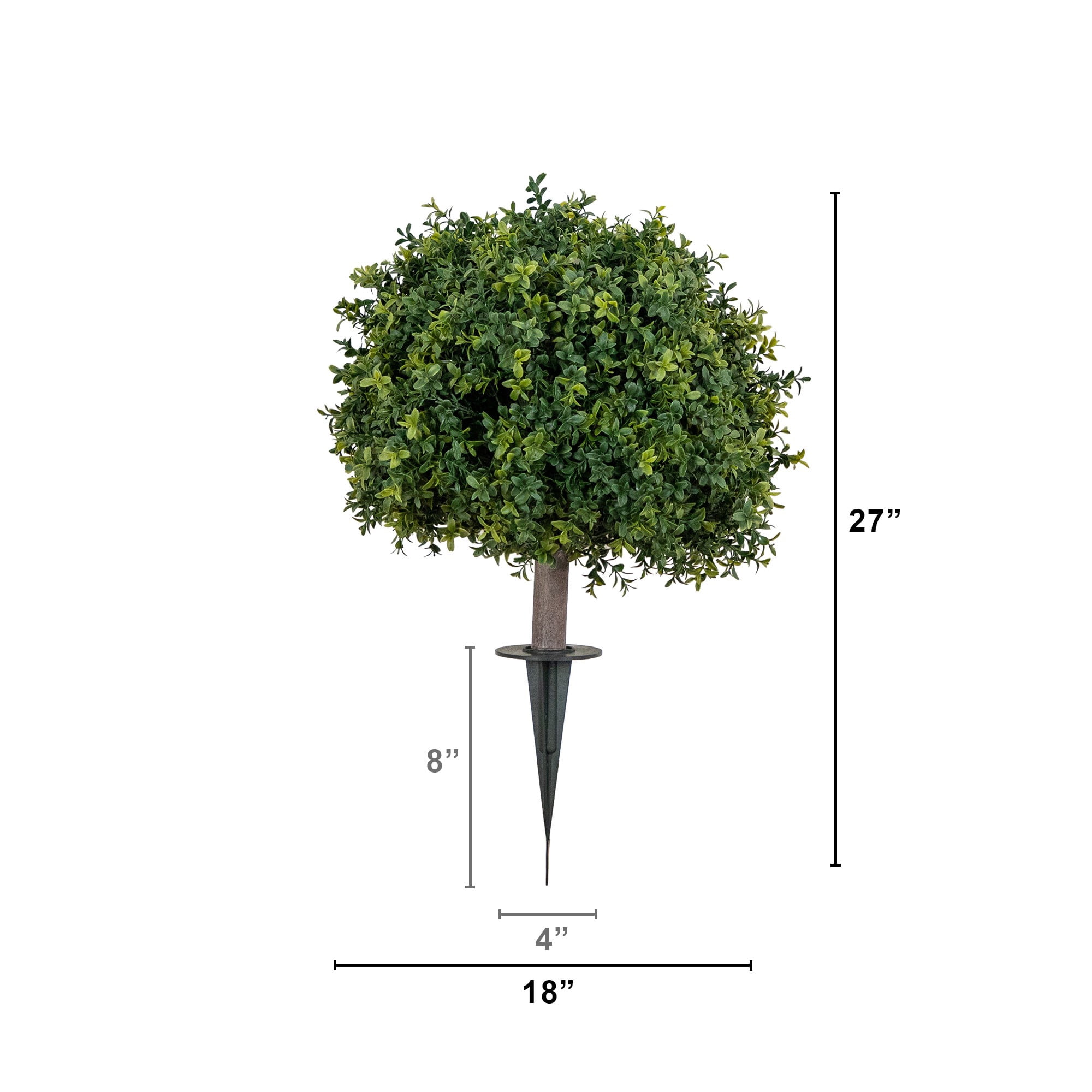 27in. UV Resistant Artificial Boxwood Topiary with Integrated Ground Stake (Indoor/Outdoor) - Set of 2