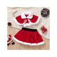 thumbnail image 2 of Faithtur Ensemble de Noël 2 Pcs pour Filles, Châle en Peluche à Col Rabattu Contrasté + Jupe Taille Élastique, 2 of 9