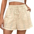 thumbnail image 3 of Women's Summer Casual Lace Elastic Waist Shorts Cute Eyelet Beach Vacation, 3 of 9