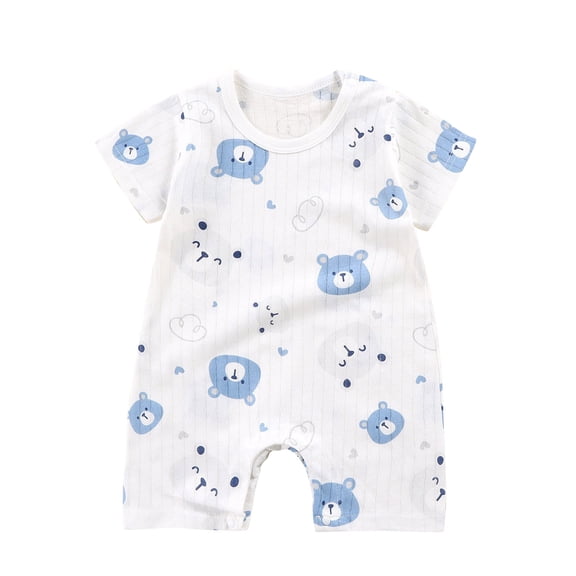 Abtuhar Rompers Children Print Short Sleeve Brief Length Jumpsuit Outfit for 0‑12 Months