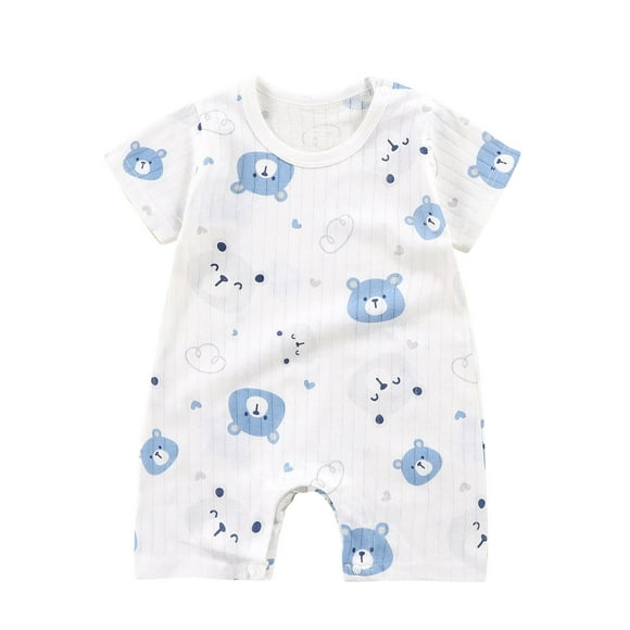 Virmaxy Toddler Boys Girls Cute Striped Graphic Pajamas Overalls Baby Spring New Onesie Newborn Crawling Clothes Sleeveless Thin Ha Clothes Bag Fart Clothes White-D