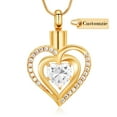 thumbnail image 3 of Heart Urn Necklace for Ashes Cremation Jewerly, Double Heart Birthstone Crystal Pendant Necklace for Women Memorial Jewelry Ashes Keepsake Lockets Holder, 3 of 7
