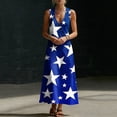 thumbnail image 6 of Dresses for Women 4th of July Sleeveless Deep V Neck Maxi Dress Summer Patriotic Button Flowy Long Sundress with Pockets Beach Vacation, 6 of 8